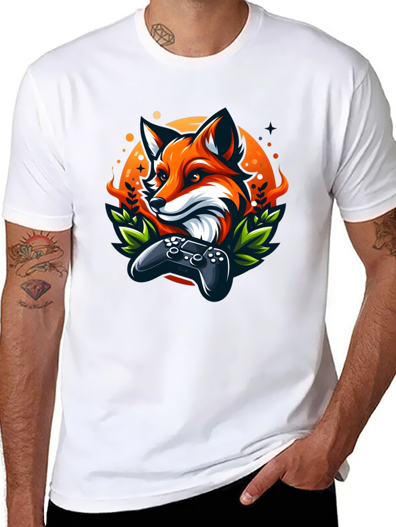Black Fox Gamer T-Shirt - Cool Graphic Tee view 8