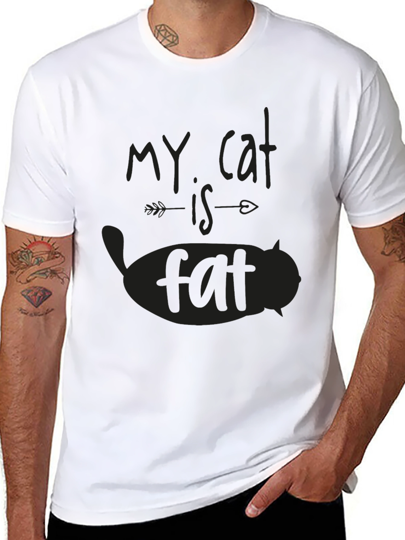 Black My Cat Is Fat Black T-Shirt view 8