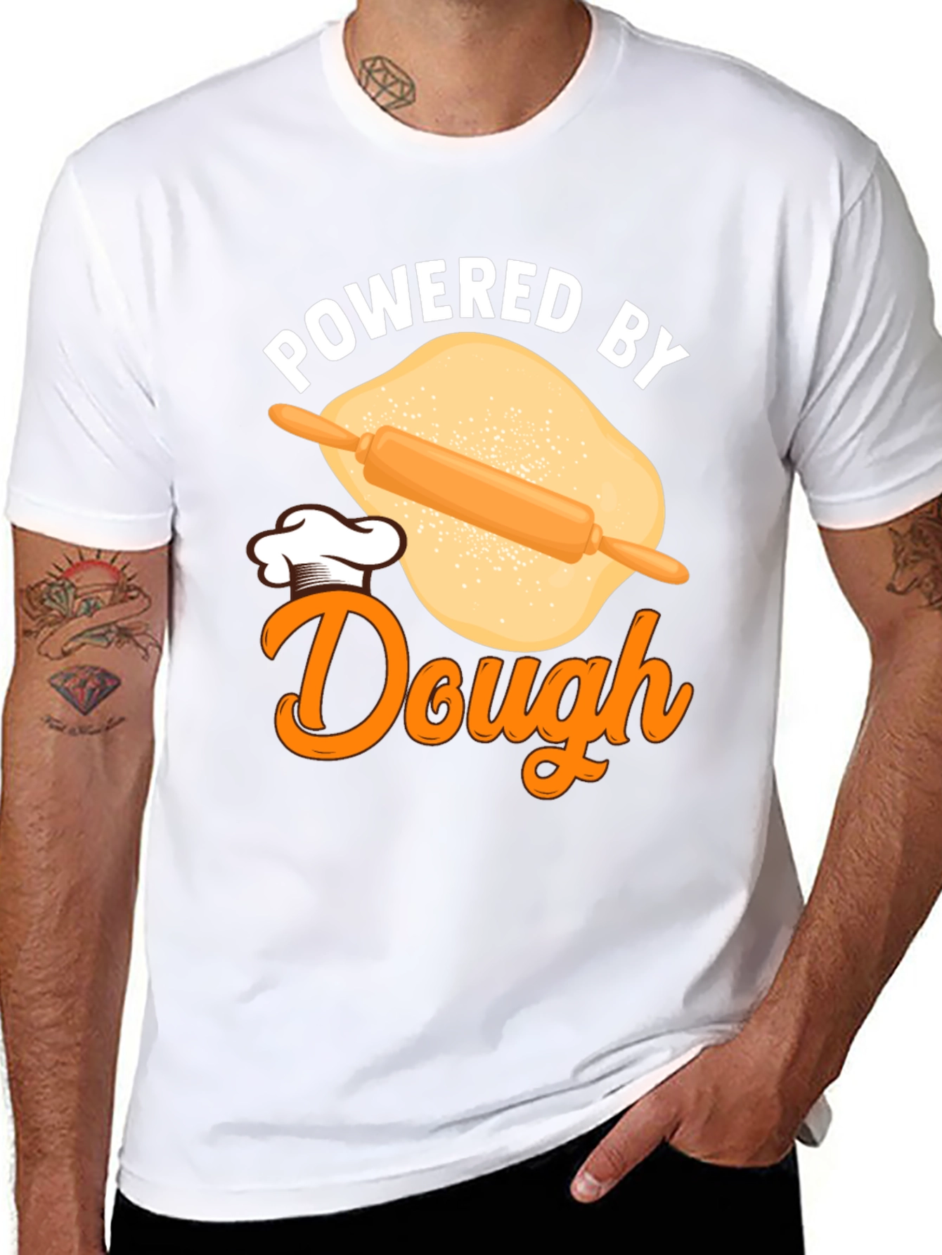Black Powered by Dough Funny Baking T-Shirt view 8