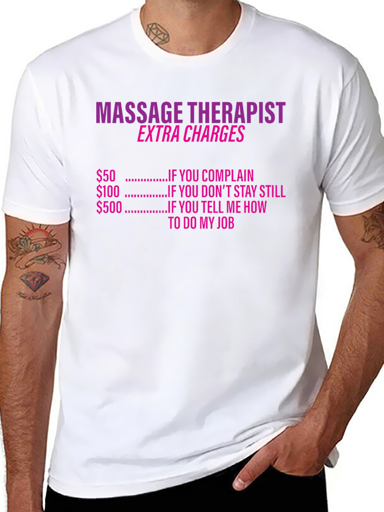 Black Massage Therapist Extra Charges Funny T-Shirt view 8