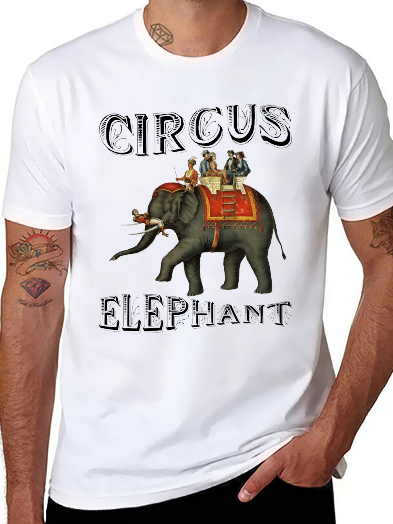 Black Circus Elephant Graphic Tee view 8