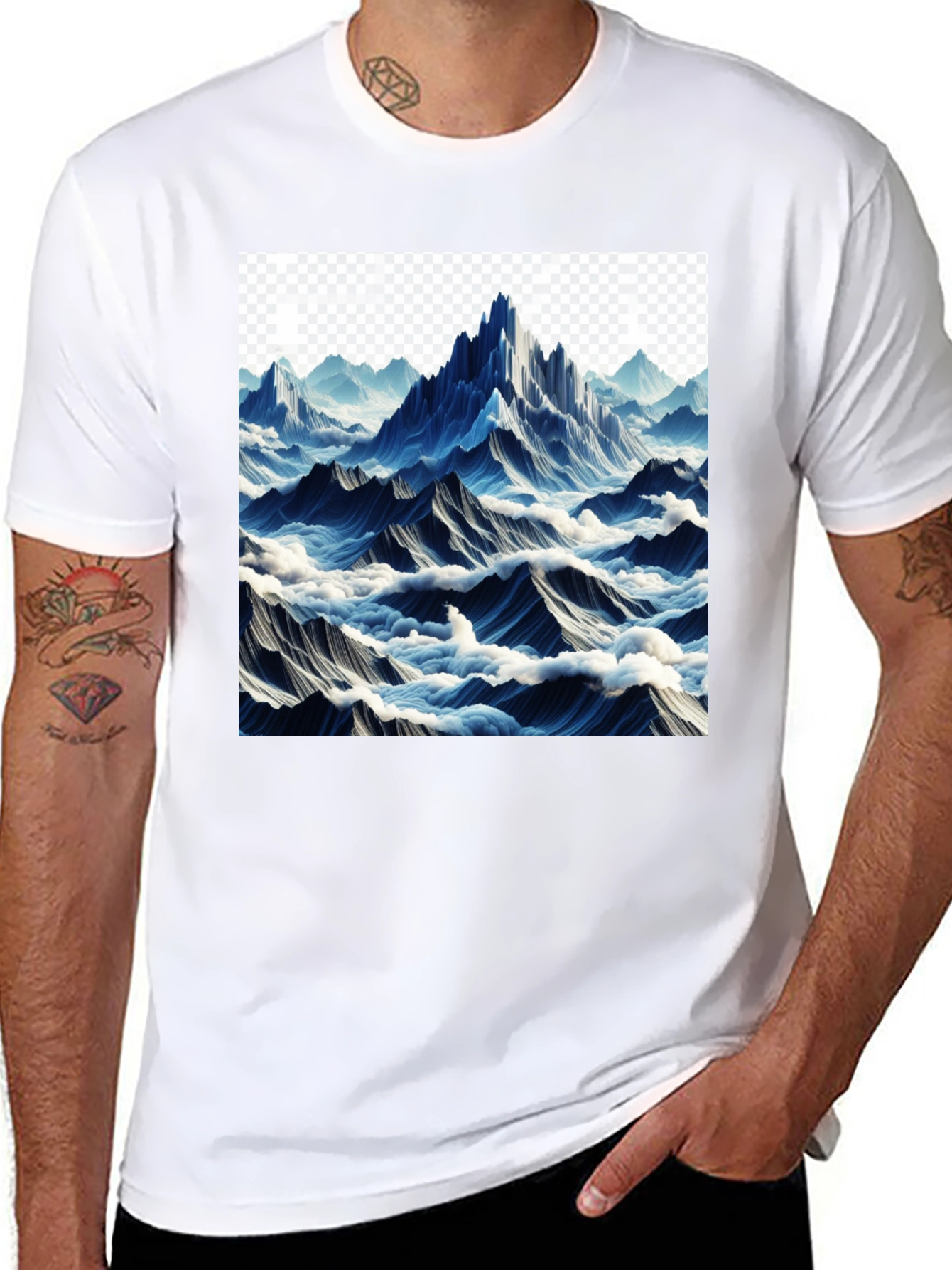 Black Mountainscape Graphic Tee - Black Cotton Comfort view 8