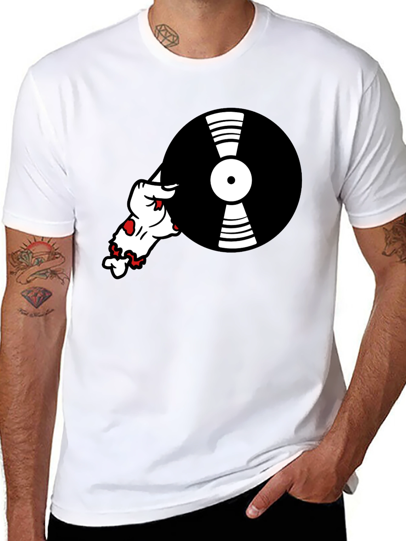 Black Cool DJ Dog Black T-Shirt view 8