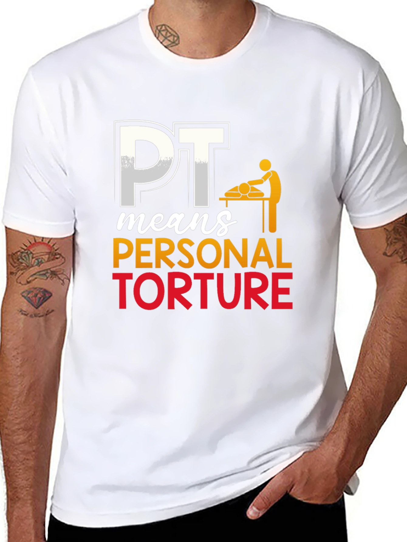 Black PT Means Personal Torture Graphic T-Shirt view 8