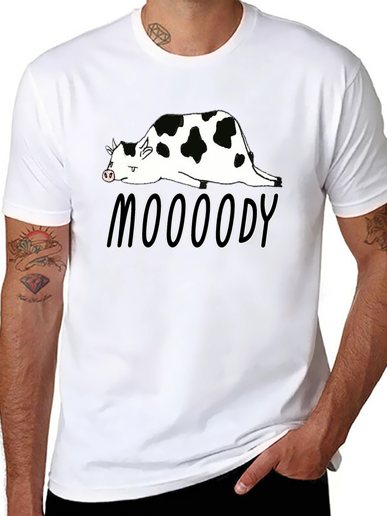 Black Mooooody Cow Graphic Tee - Funny Animal Shirt view 8