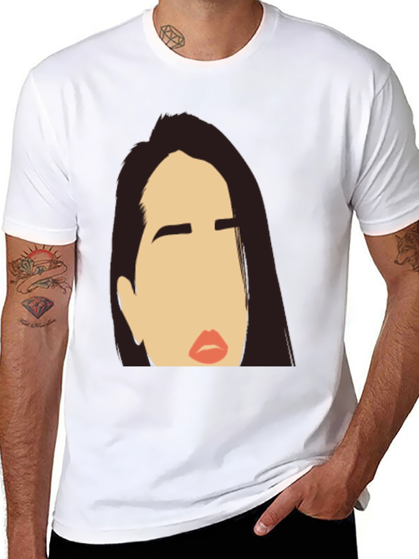 Black Abstract Face Black T-Shirt view 8