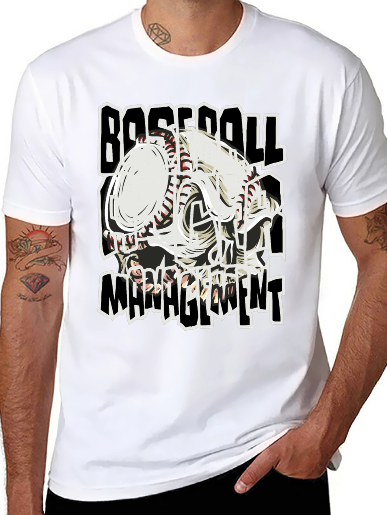 Black Baseball Management Graphic Tee view 8