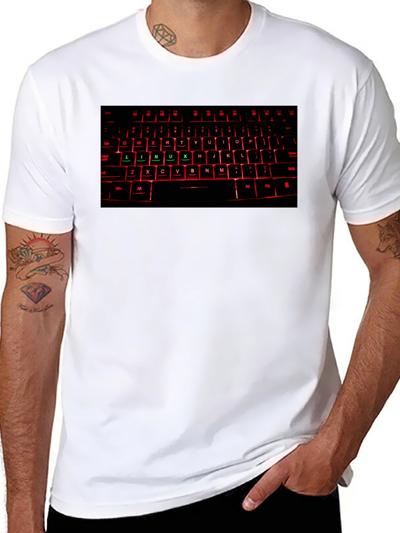 Black Linux Keyboard T-Shirt - Techie Gift view 8