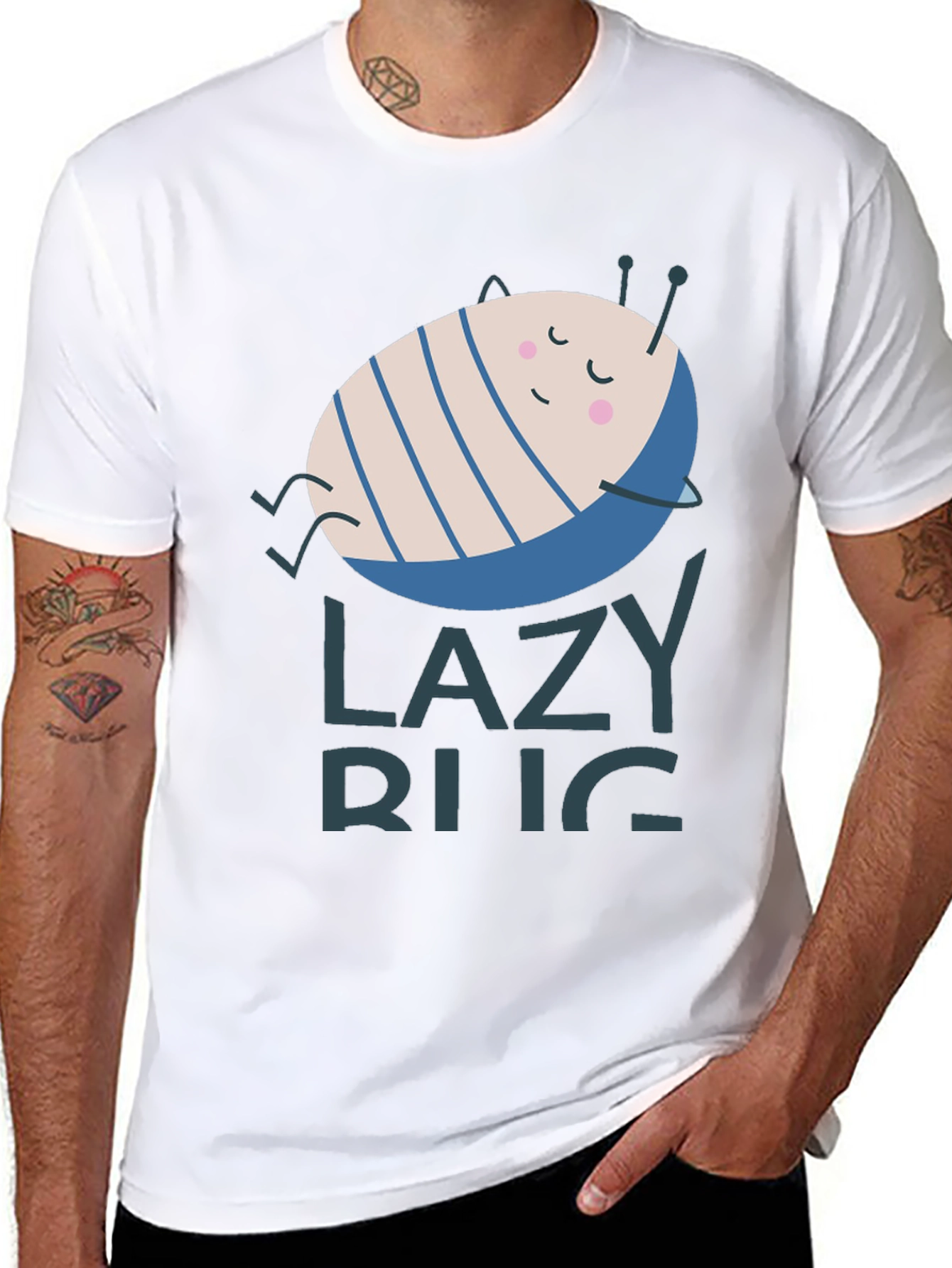 Black Lazy Bug Graphic T-Shirt - Relaxed Fit, Soft Cotton view 8