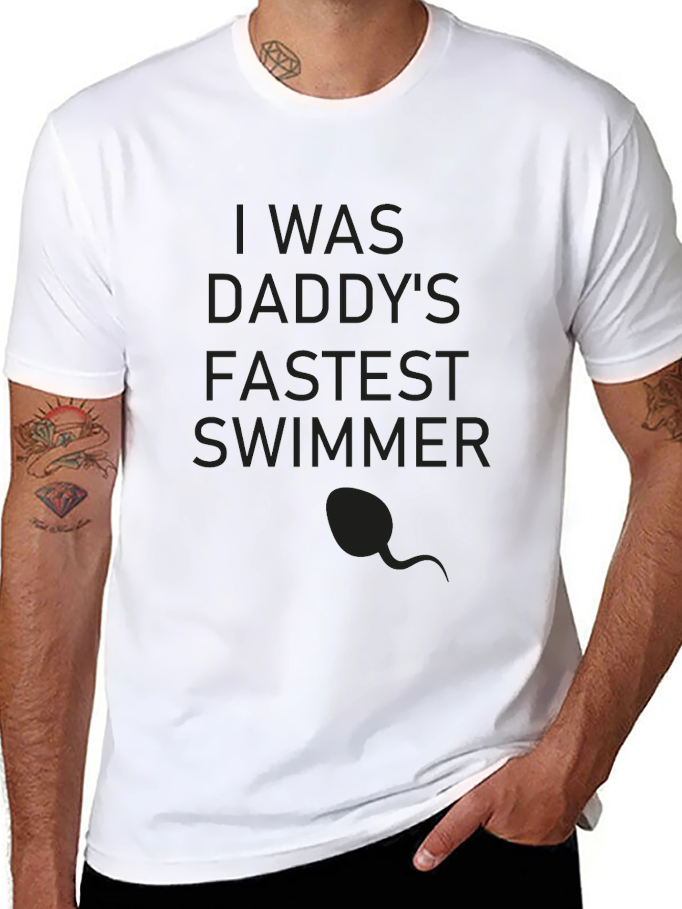 Black Daddy's Fastest Swimmer Tee - Funny Novelty Shirt view 8