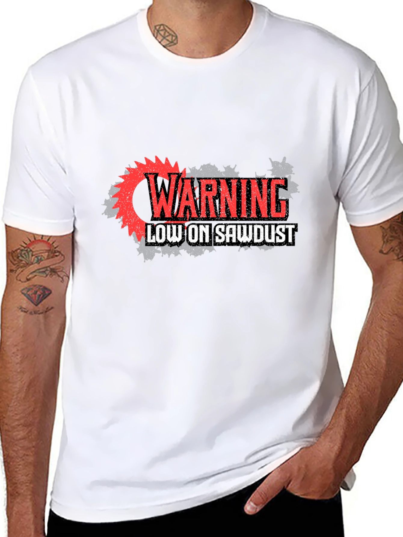 Black Warning Low on Sawdust Graphic Tee - Black view 8