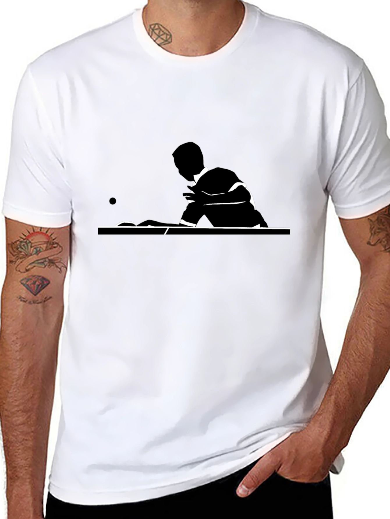 Black Billiards Player Graphic Tee - Black Cotton T-Shirt view 8