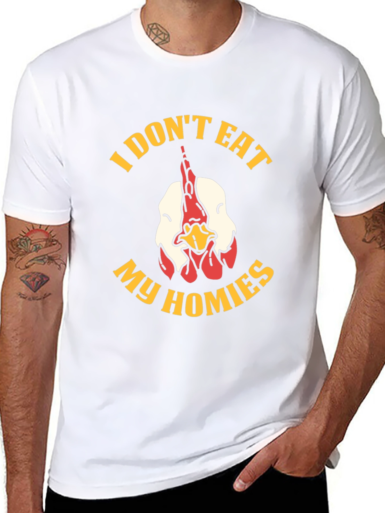 Black I Don't Eat My Homies Chicken Graphic Tee view 8