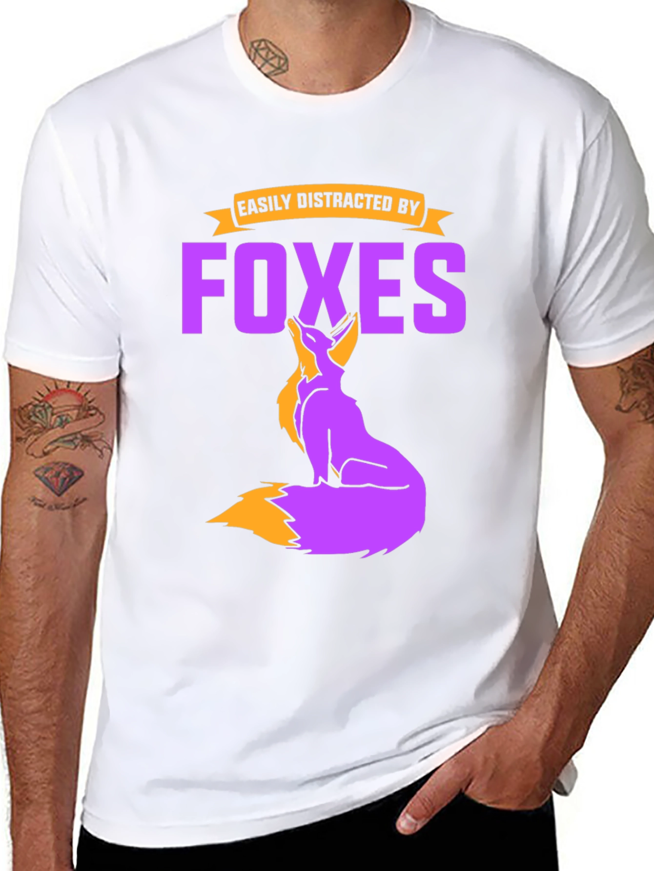 Black Easily Distracted By Foxes Graphic T-Shirt view 8