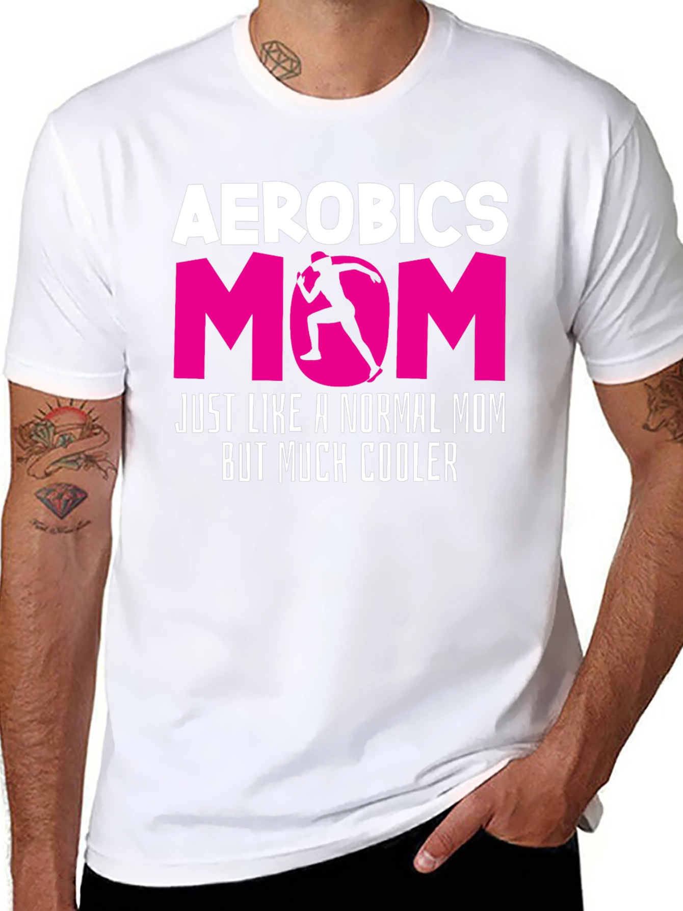 Black Aerobics Mom T-Shirt - Cool Workout Gift view 8