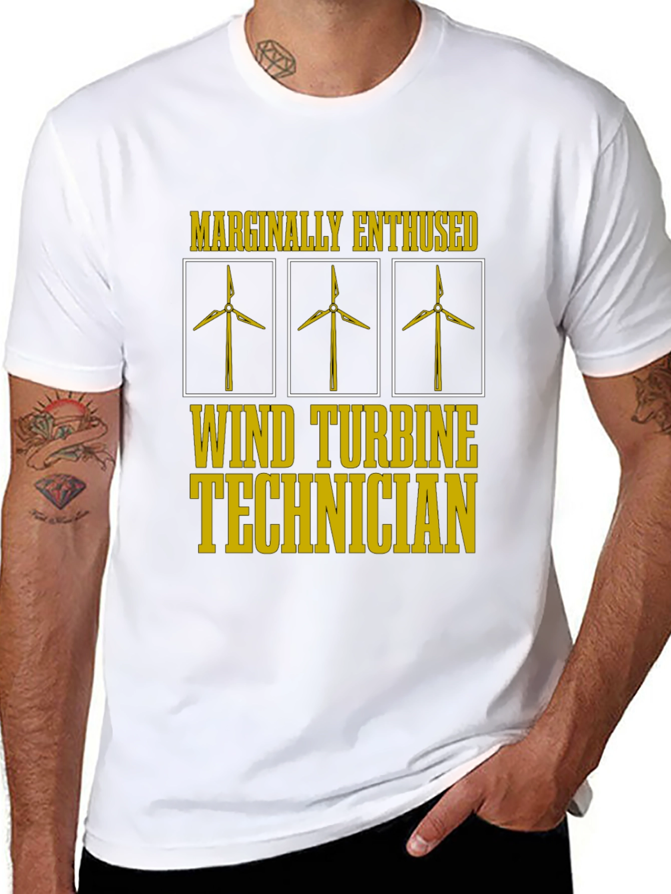 Black Marginally Enthused Wind Turbine Technician T-Shirt view 8