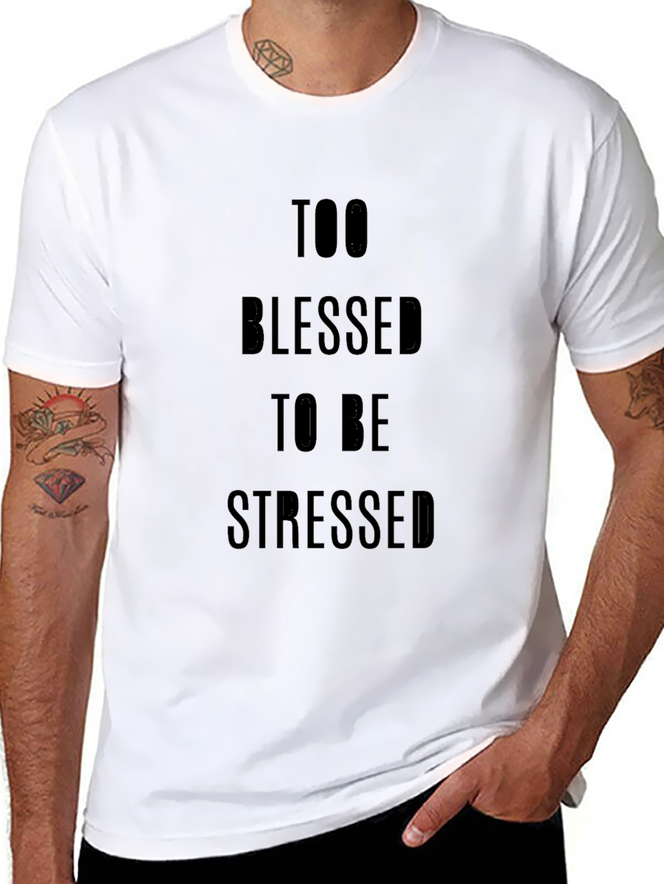 Black Too Blessed to be Stressed Graphic Tee view 8