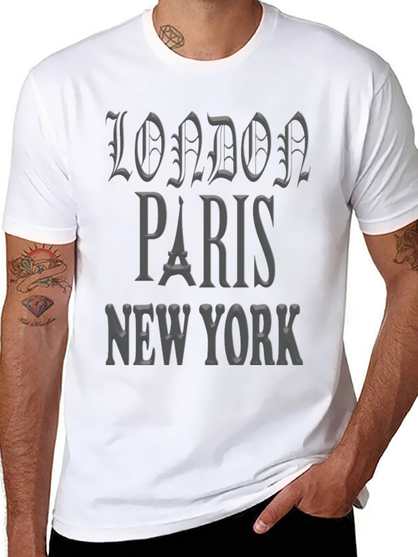 Black London Paris New York Graphic Tee view 8