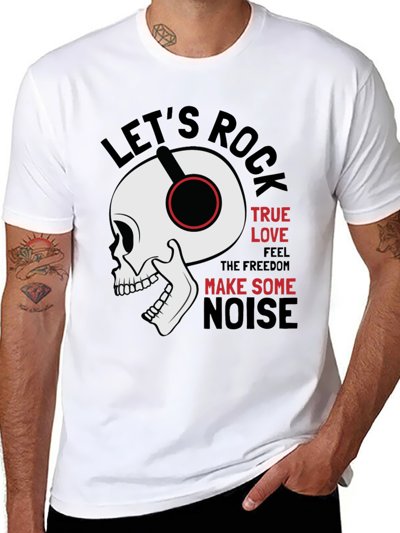 Black Rock Music Graphic Tee - Skull with Headphones view 8