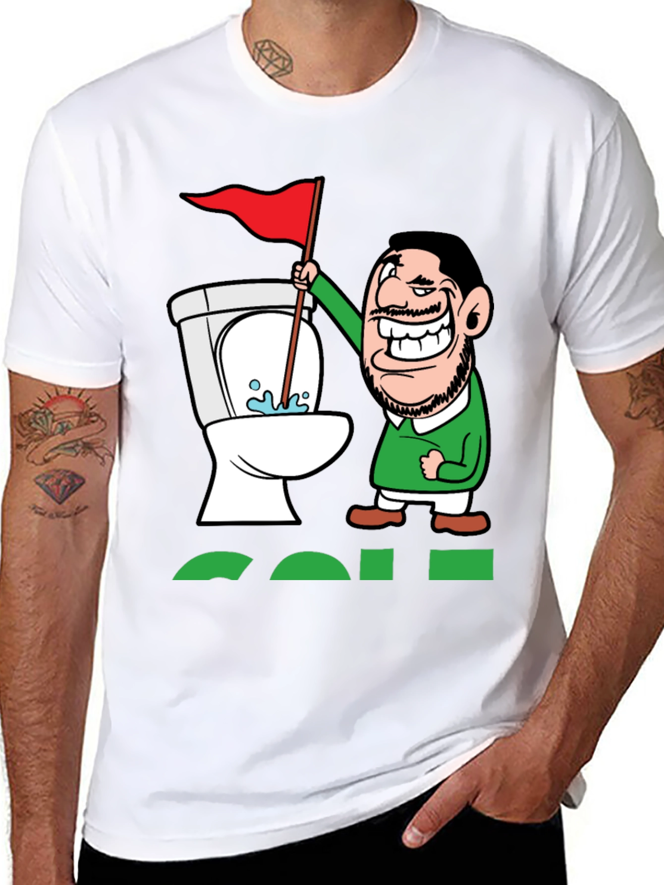 Black Toilet Humor Golf Tee view 8