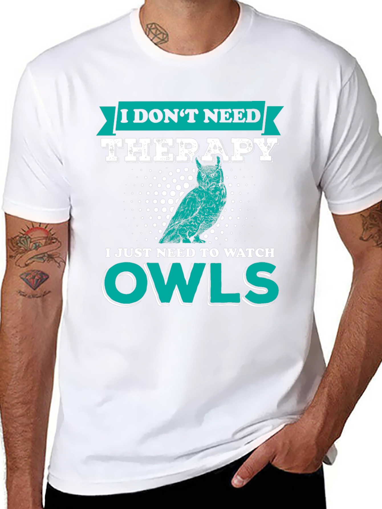 Black Owl Lover T-Shirt: I Don't Need Therapy, Just Owls view 8