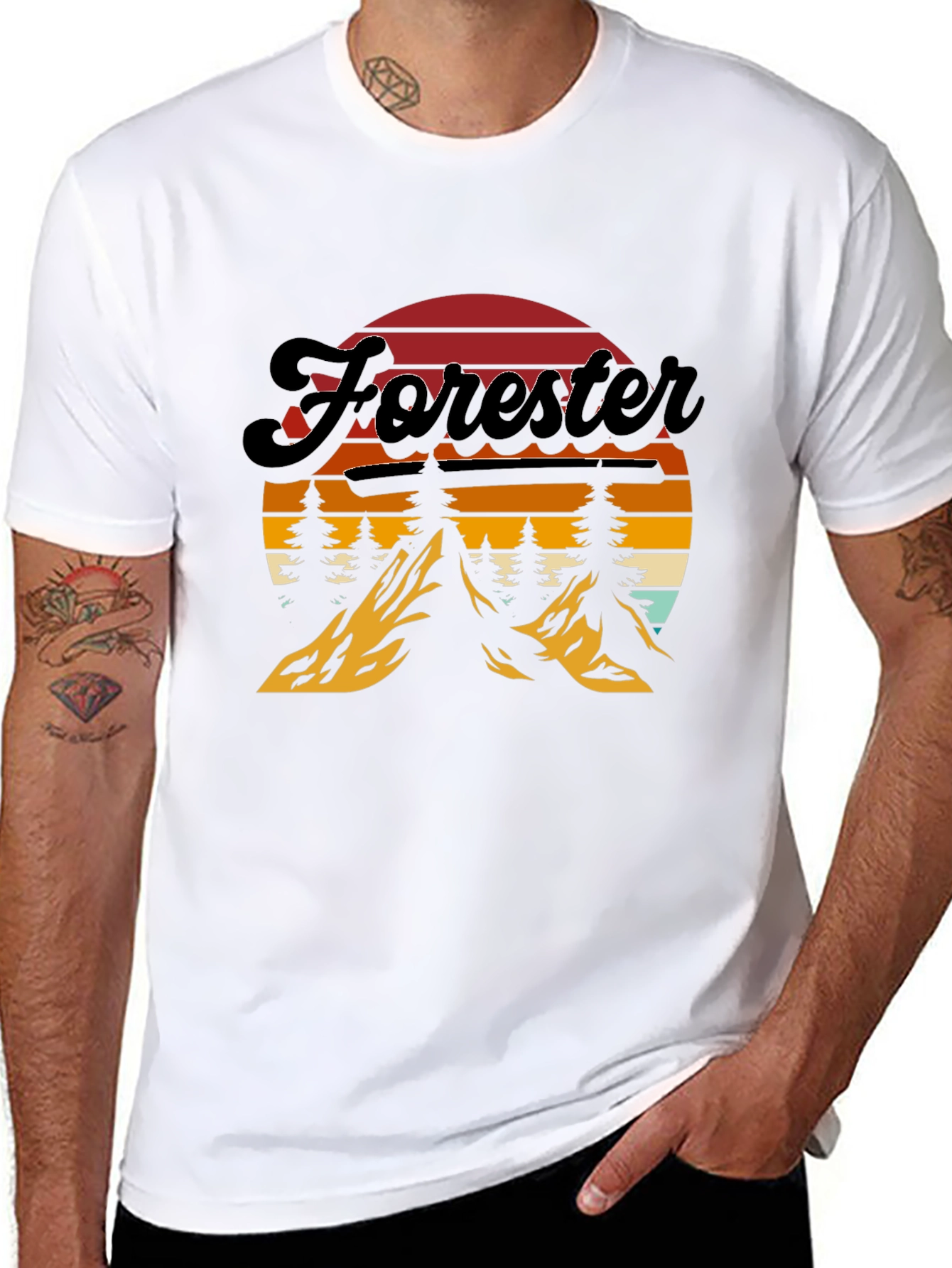 Black Forester Retro Sunset T-Shirt - Nature Inspired Design view 8