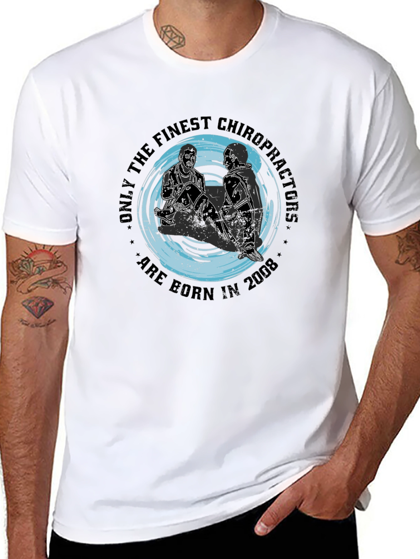 Black Finest Chiropractor Born in 2008 Black T-Shirt view 8