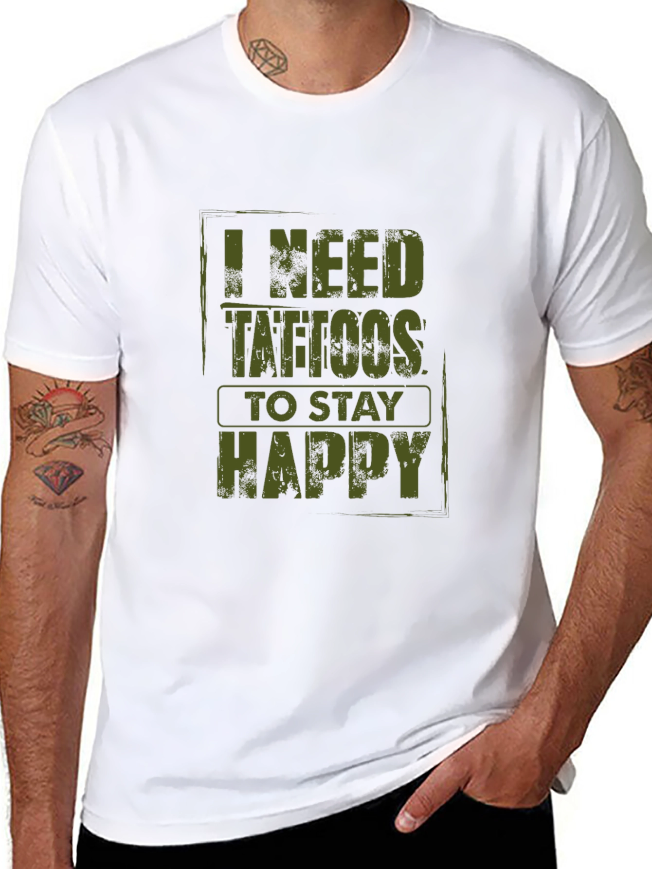 Black I Need Tattoos To Stay Happy Graphic Tee view 8