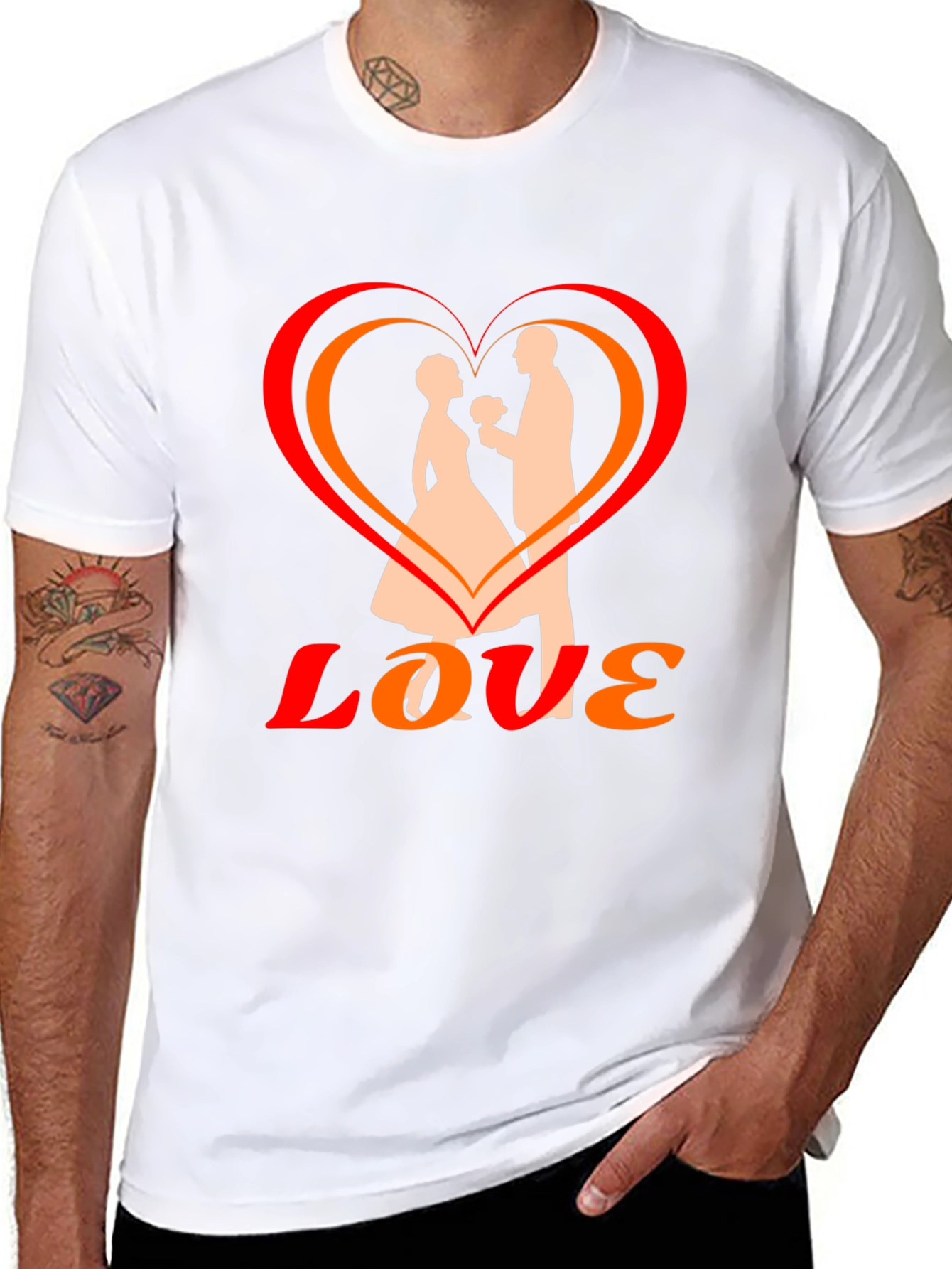Black Love Graphic Tee - Heart Couple Design view 8