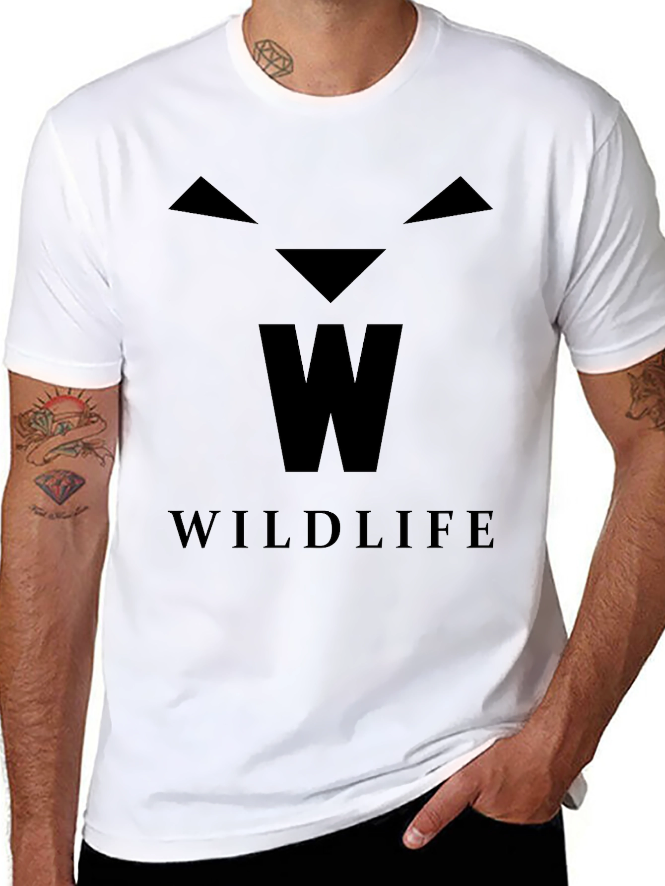 Black Wildlife Graphic Print Black T-Shirt view 8