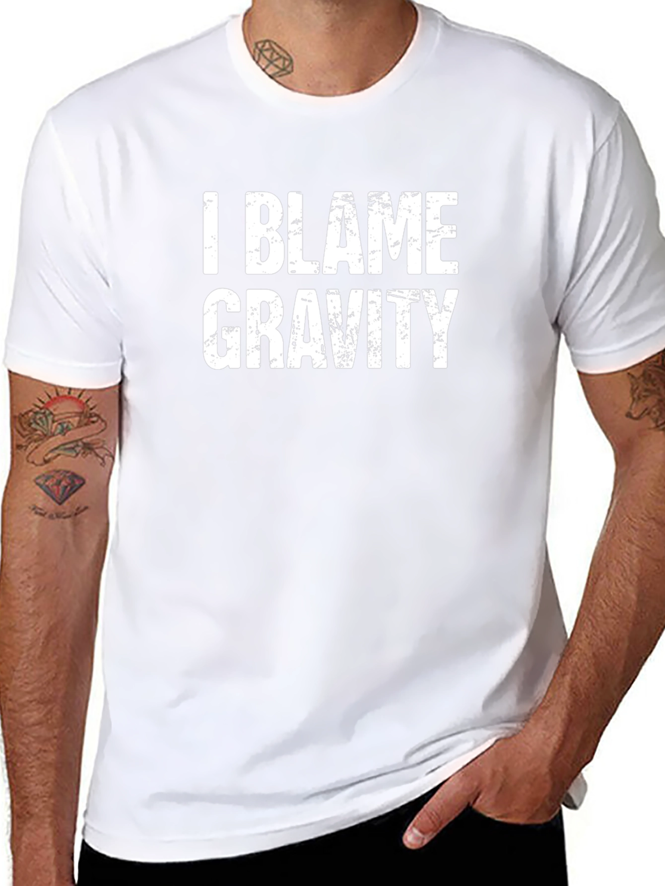 Black I Blame Gravity - Funny Graphic Tee view 8