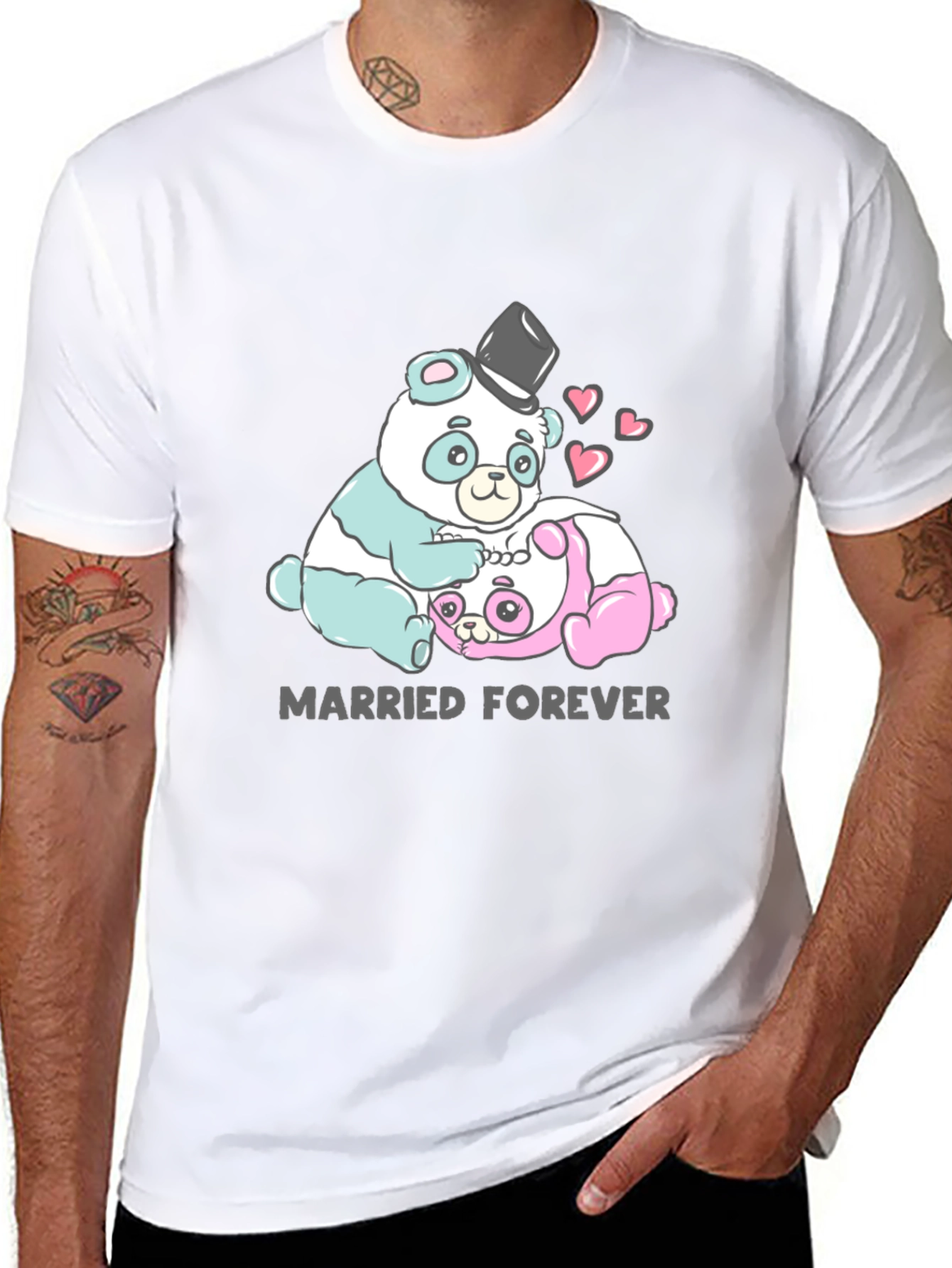 Black Married Forever Panda Graphic Tee view 8