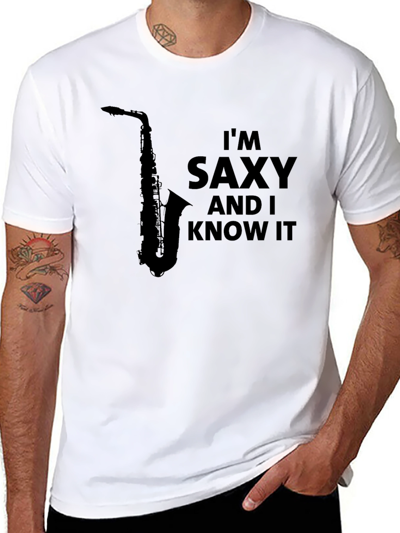 Black I'm Saxy and I Know It T-Shirt view 8
