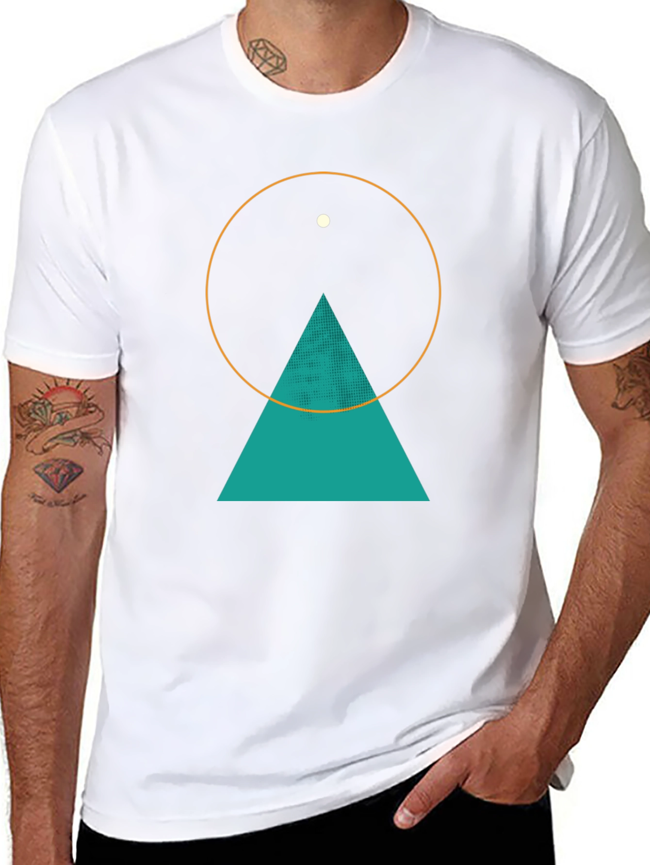 Black Geometric Graphic Tee - Circle, Triangle, & Dot Design view 8