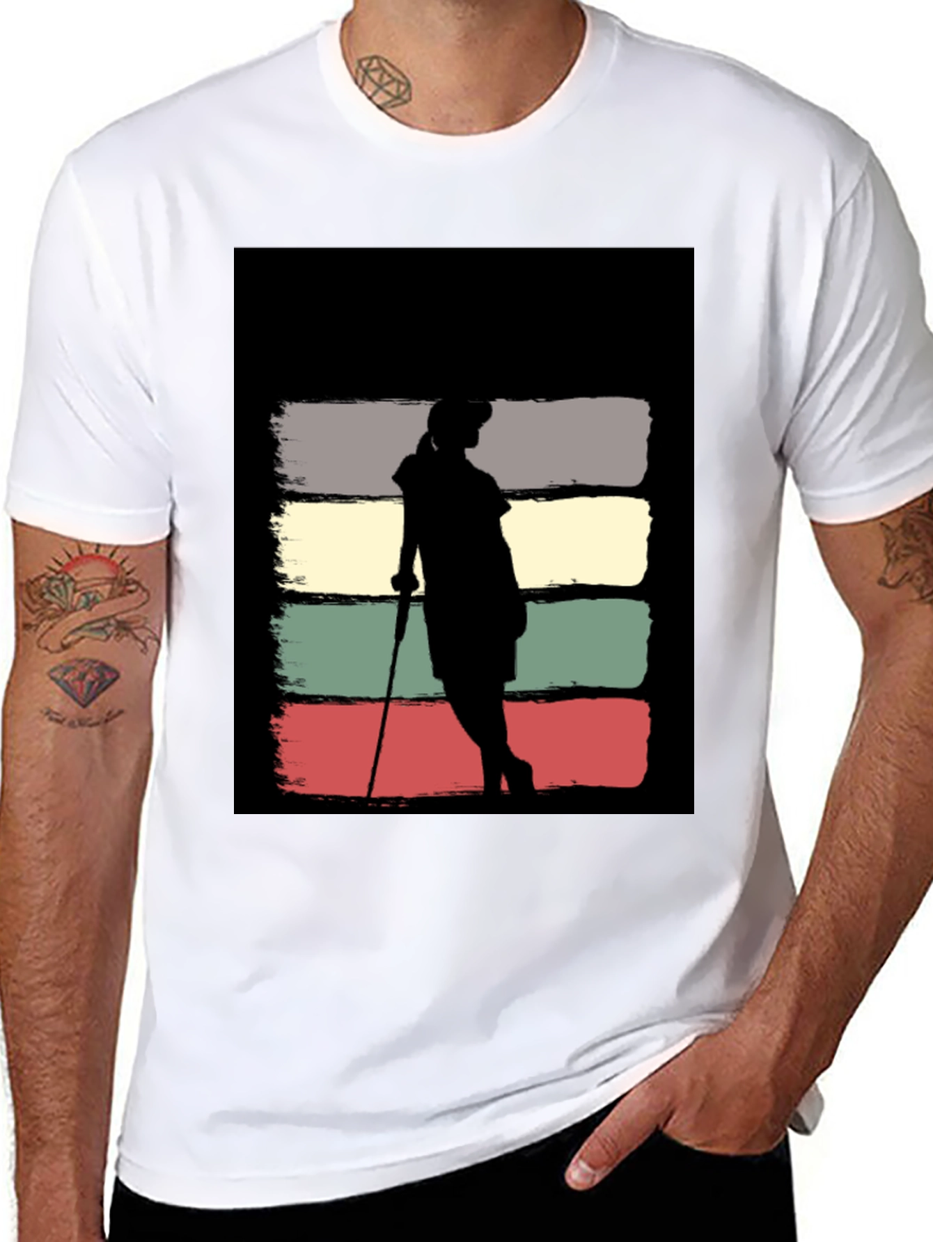 Black Vintage Retro Golfer T-Shirt view 8