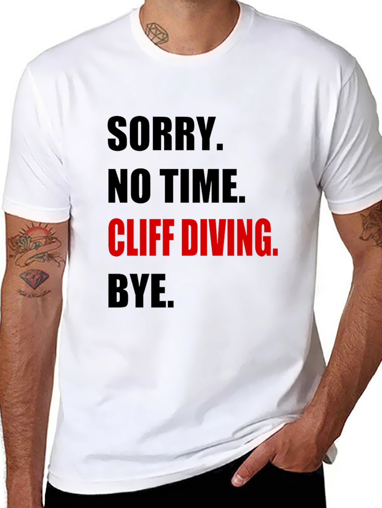 Black Cliff Diving Graphic Tee - Sorry No Time T-Shirt view 8