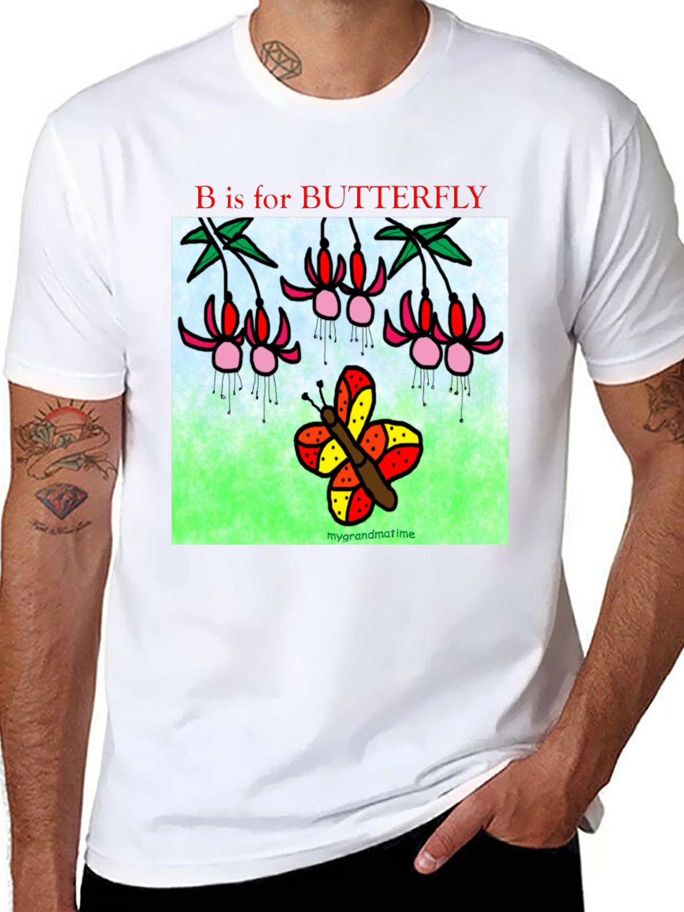Black B is for Butterfly Graphic T-Shirt view 8