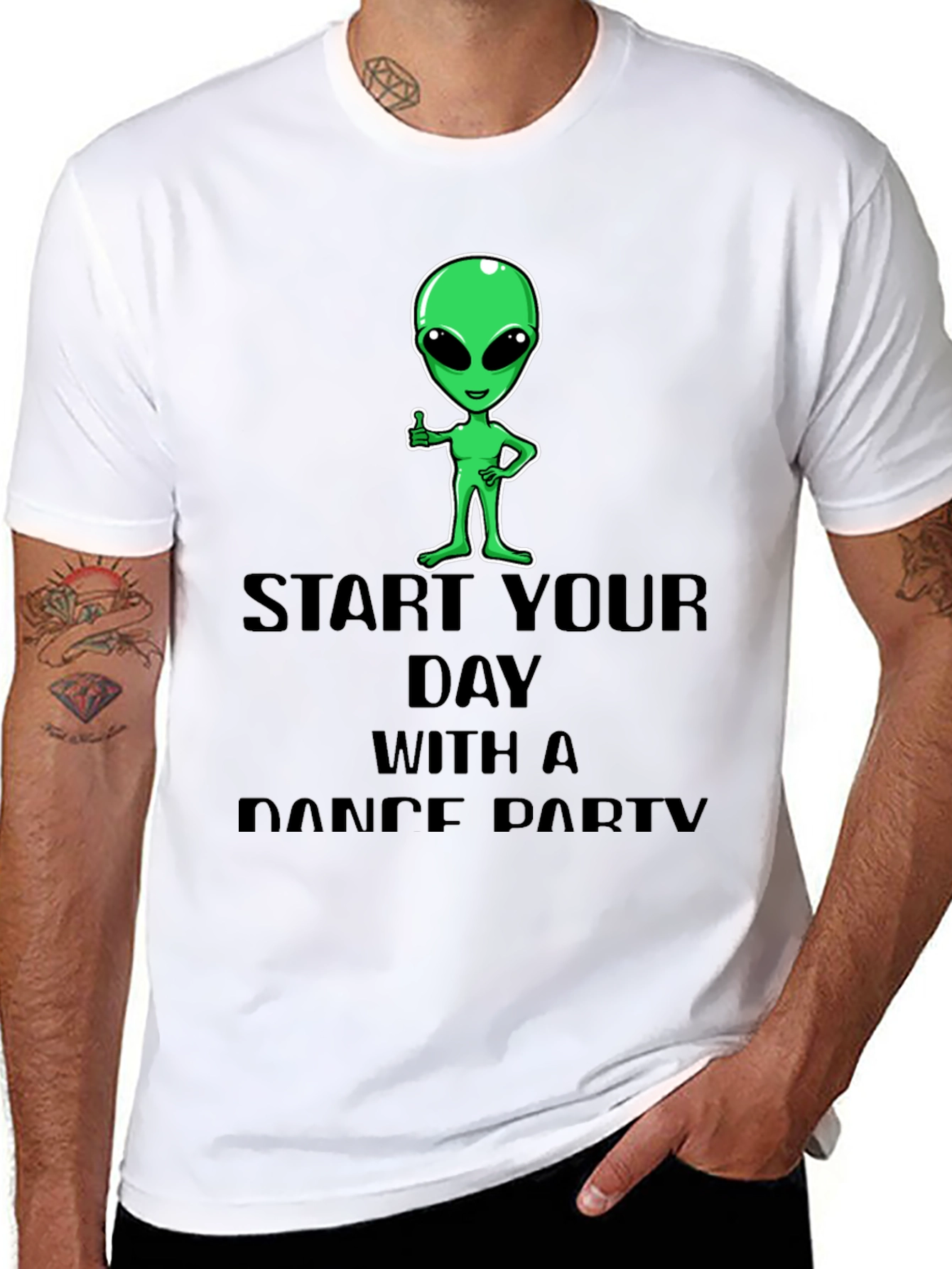 Black Alien Dance Party T-Shirt - Start Your Day Right! view 8