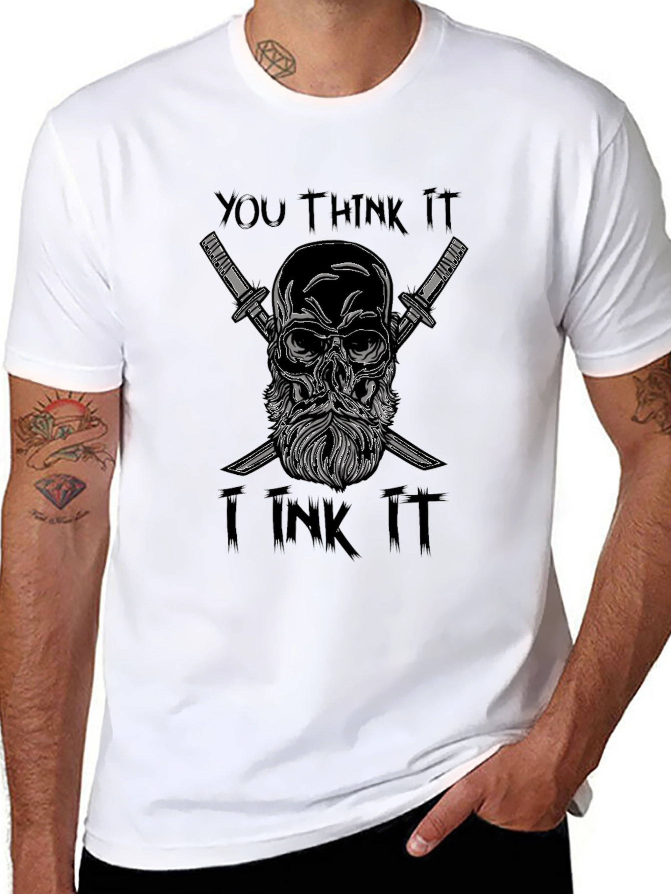 Black Skull & Swords Graphic T-Shirt - Dark Humor Tee view 8
