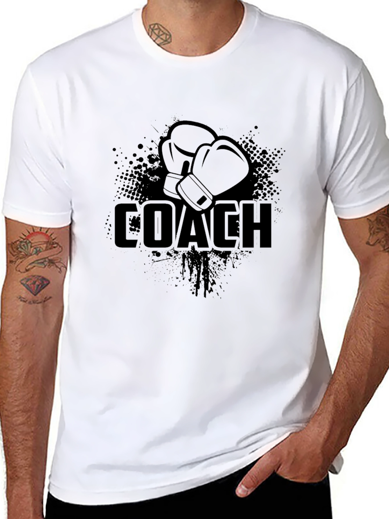Black Boxing Coach T-Shirt - Black, Sporty Graphic Tee view 8