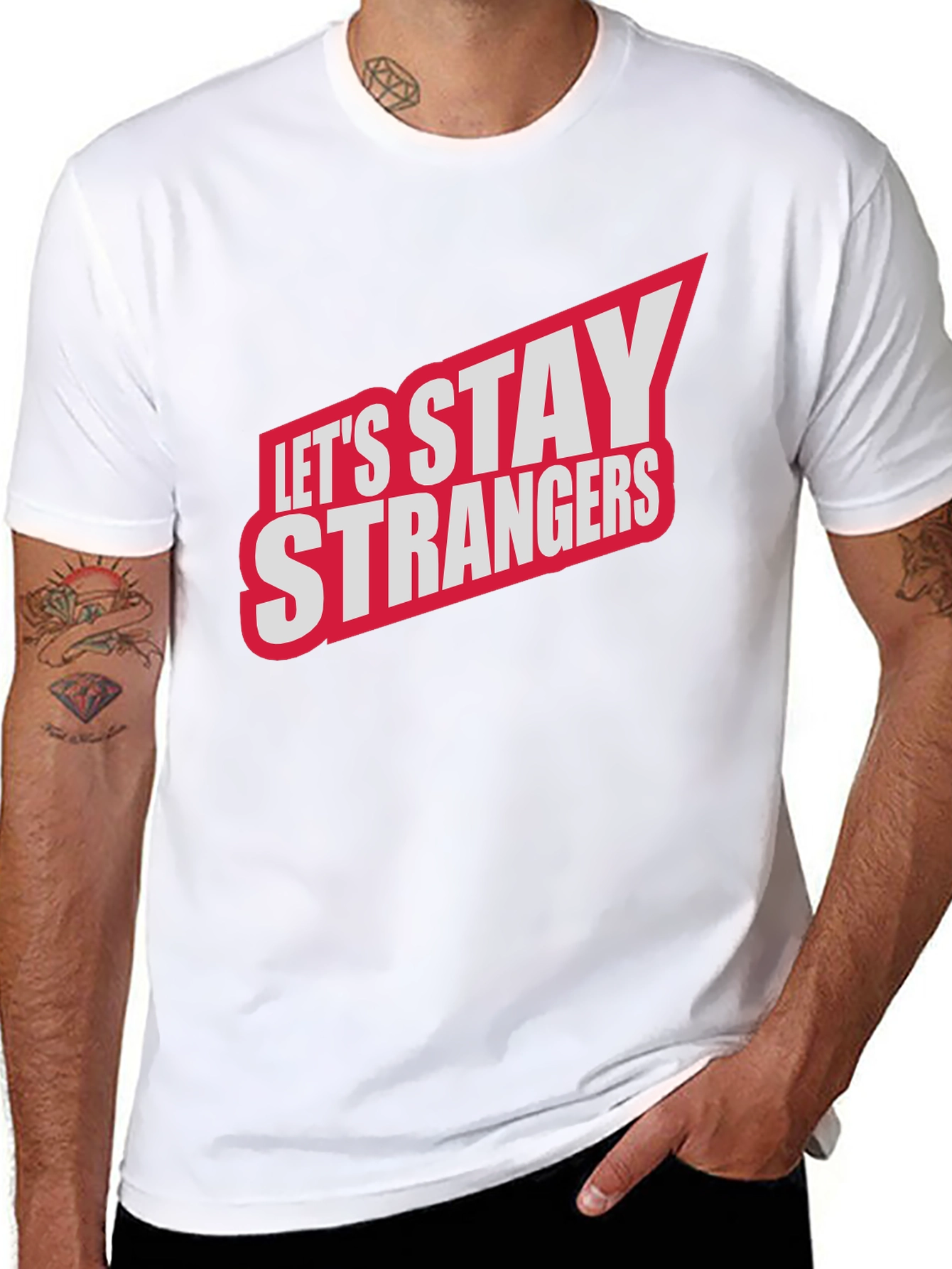 Black Let's Stay Strangers Graphic Tee - Black view 8