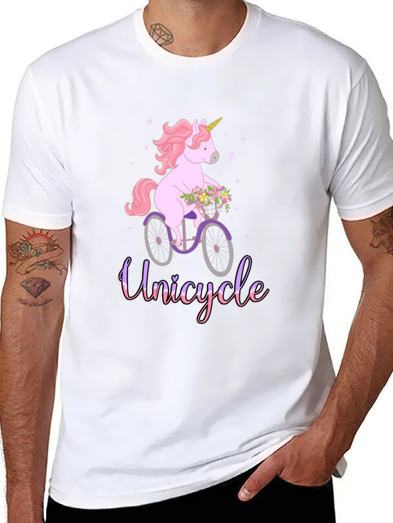 Black Unicycle Unicorn T-Shirt - Cute Graphic Tee view 8