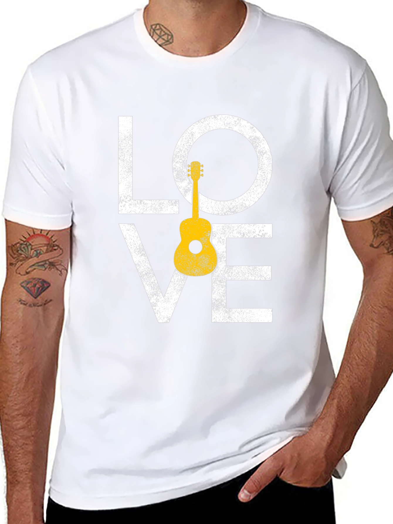 Black Love Guitar Graphic Tee - Black view 8