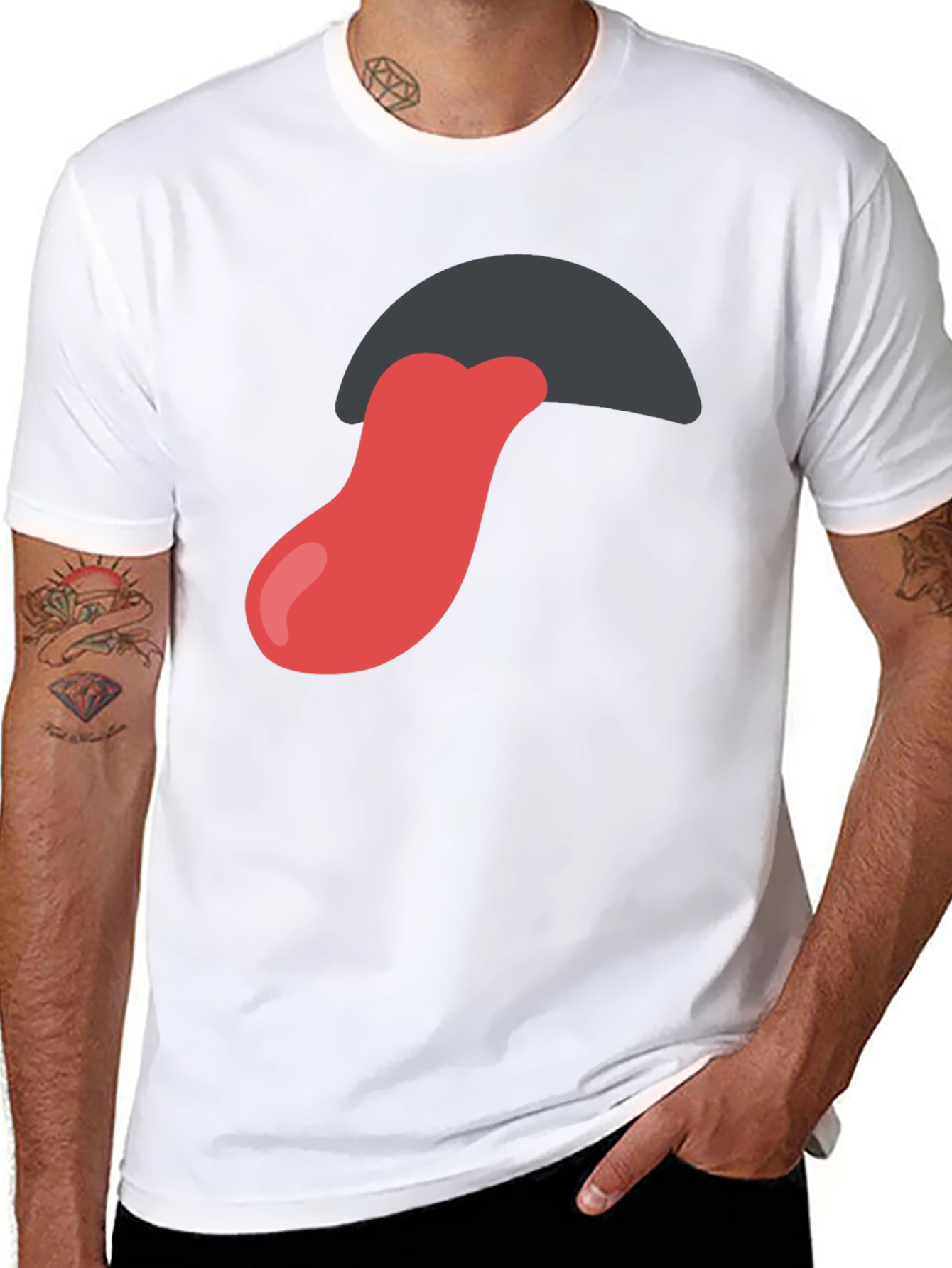 Black Tongue Out Graphic Tee - Black Cotton Blend Shirt view 8