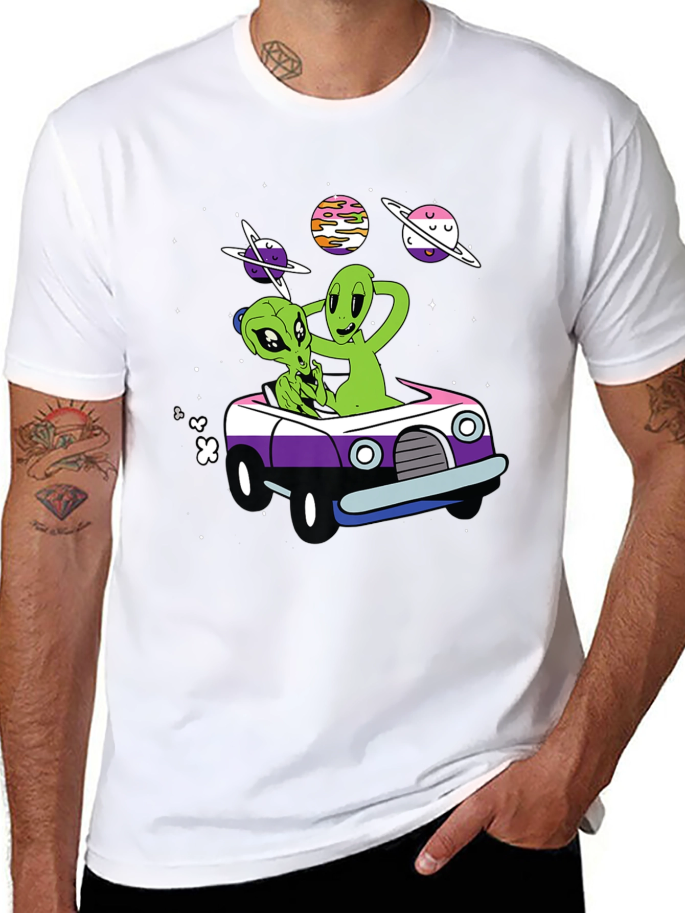 Black Alien Car Ride T-Shirt view 8