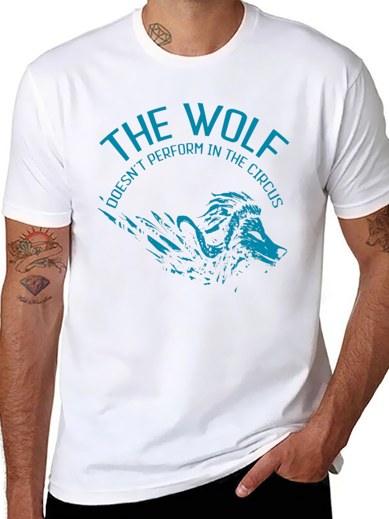Black The Wolf Doesn't Perform T-Shirt - Cool Graphic Tee view 8