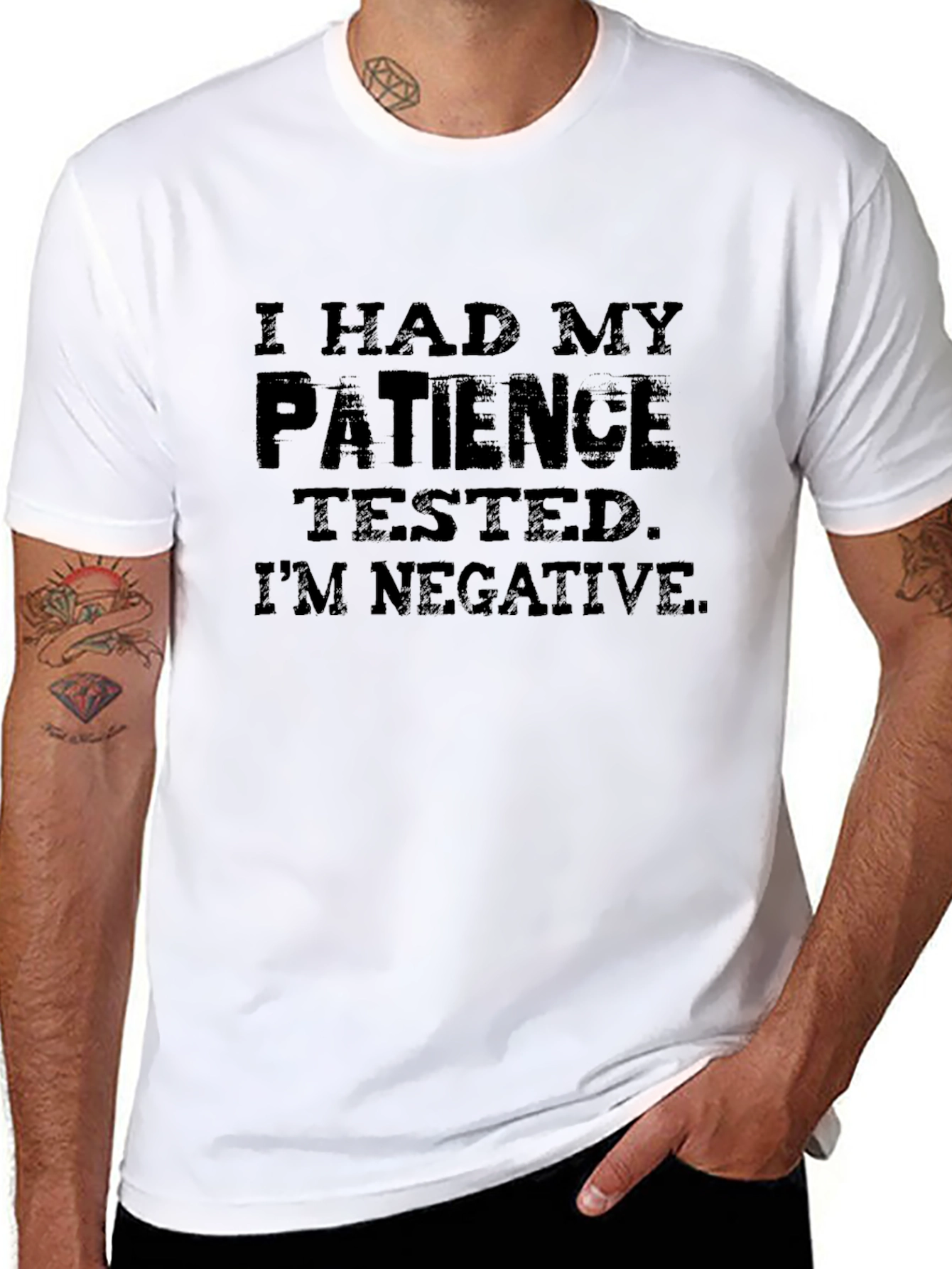 Black Patience Tested Negative Graphic T-Shirt view 8