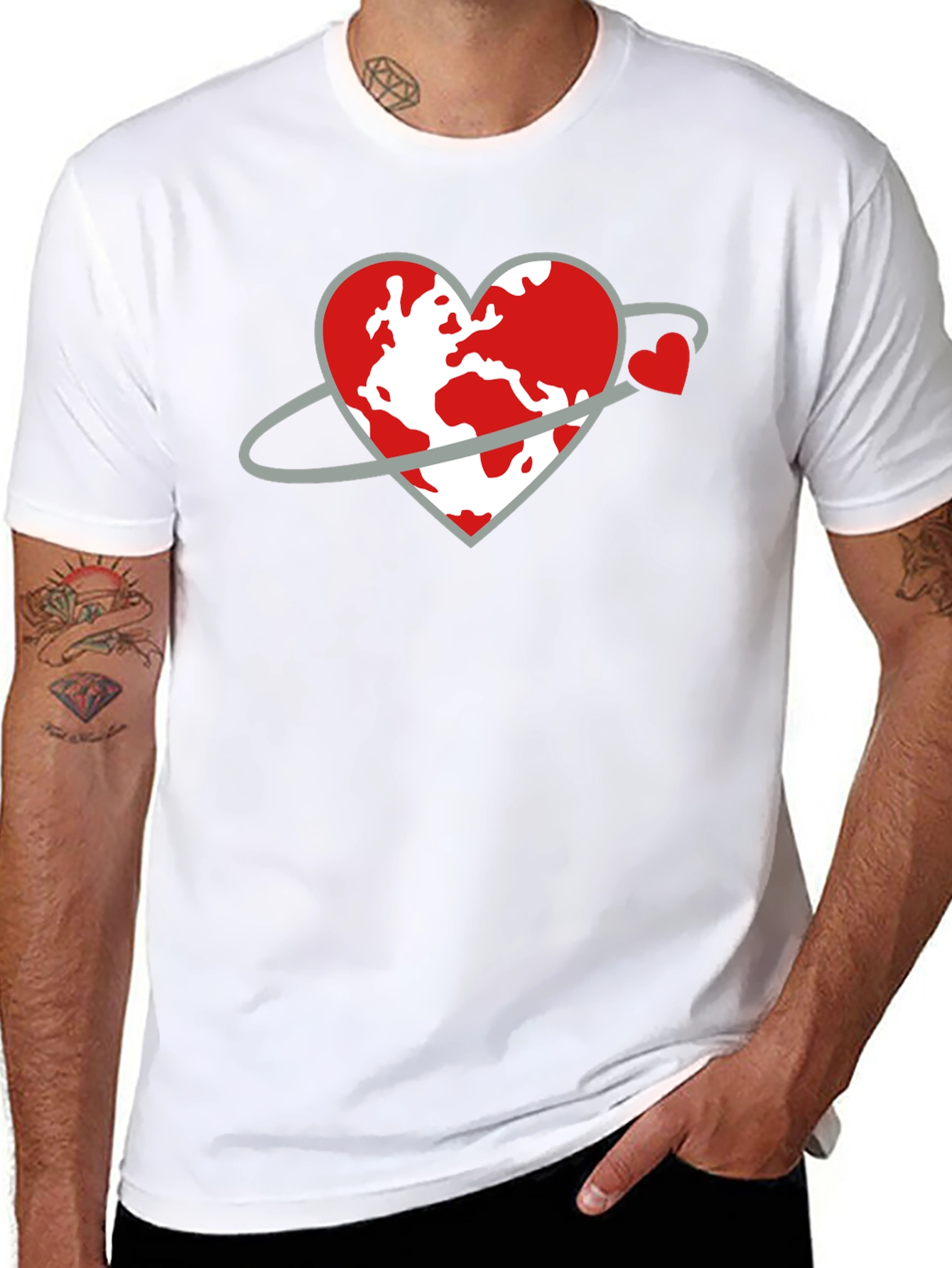 Black Heart Planet Graphic Tee - Love Our World Shirt view 8