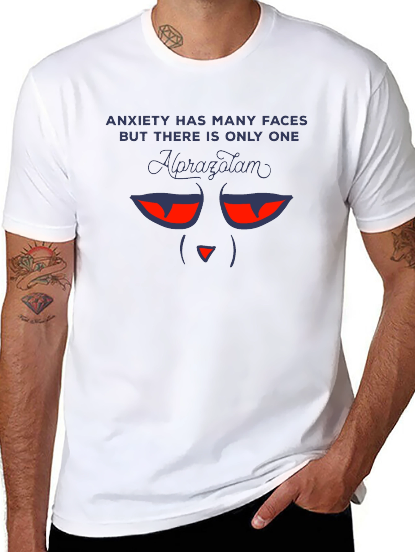 Black Anxiety Alprazolam Funny Graphic Novelty T-Shirt view 8