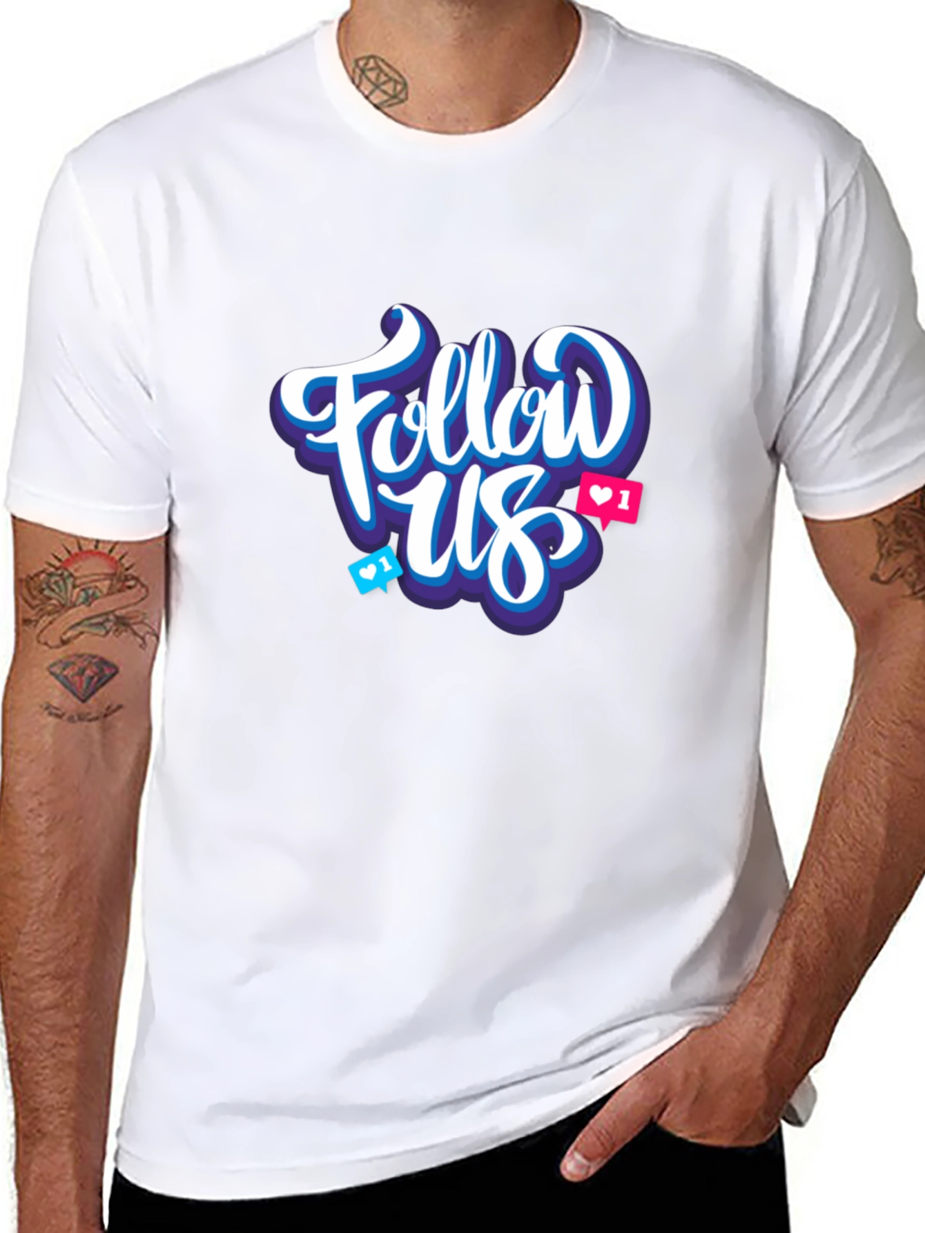Black Follow Us Graphic T-Shirt view 8